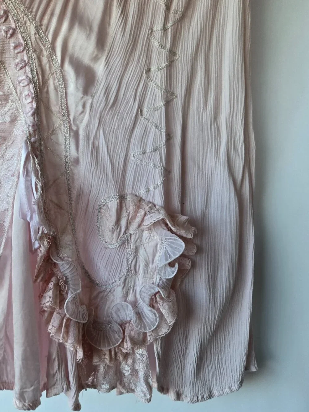 Vintage Y2k Euro Light Pink Fairycore Skirt Romantic Maxi Flared Lace S - M